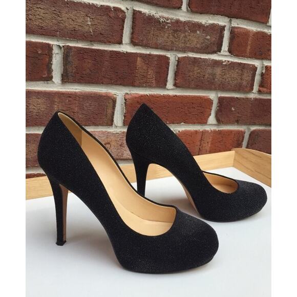 KATE SPADE Sparkly Black Dressy Evening Comfy Heels Pumps Classic 8 ITALY - Picture 3 of 12